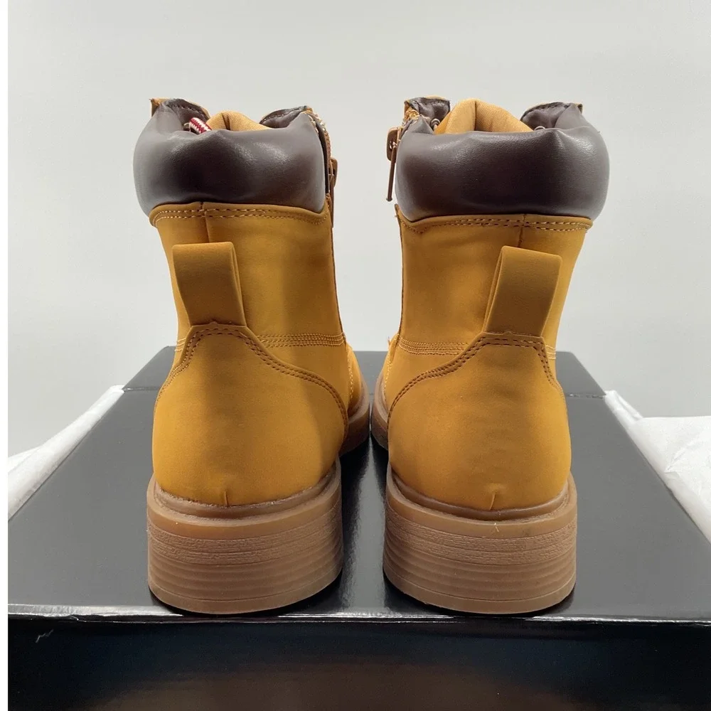 Steve Madden Jumble Kids Wheat Combat Boots Side Zip Size 4 SF2567-0325